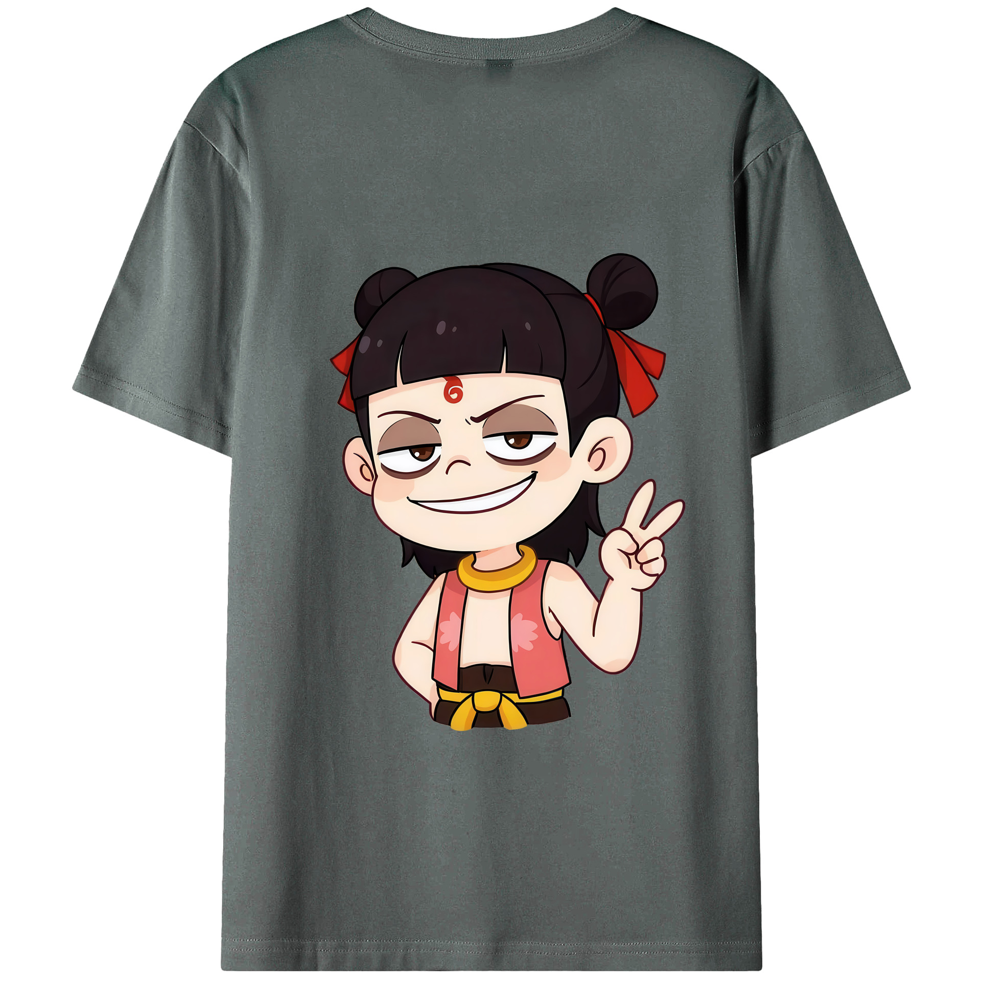 （画像用） Ne Zha 2 ナタ 魔童の大暴れ 綿100％半袖Tシャツ（背面プリント）